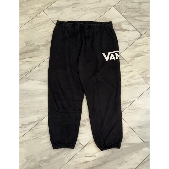 Vans Adult Size Large Sweatpants Black Relaxed Fit Super Soft Fleece Comfy Pants - Picture 1 of 4